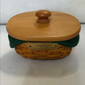 Longaberger Hostess Appreciation Basket with Lid and Green Liner